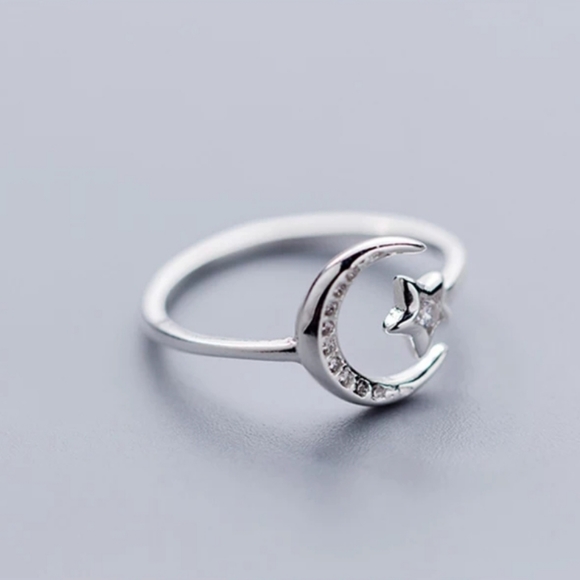 New 925 sterling silver zircon moon star ring! - Picture 4 of 4